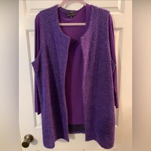 2-pieces, Slinky brand purple tunic and purple vest, both size 1X